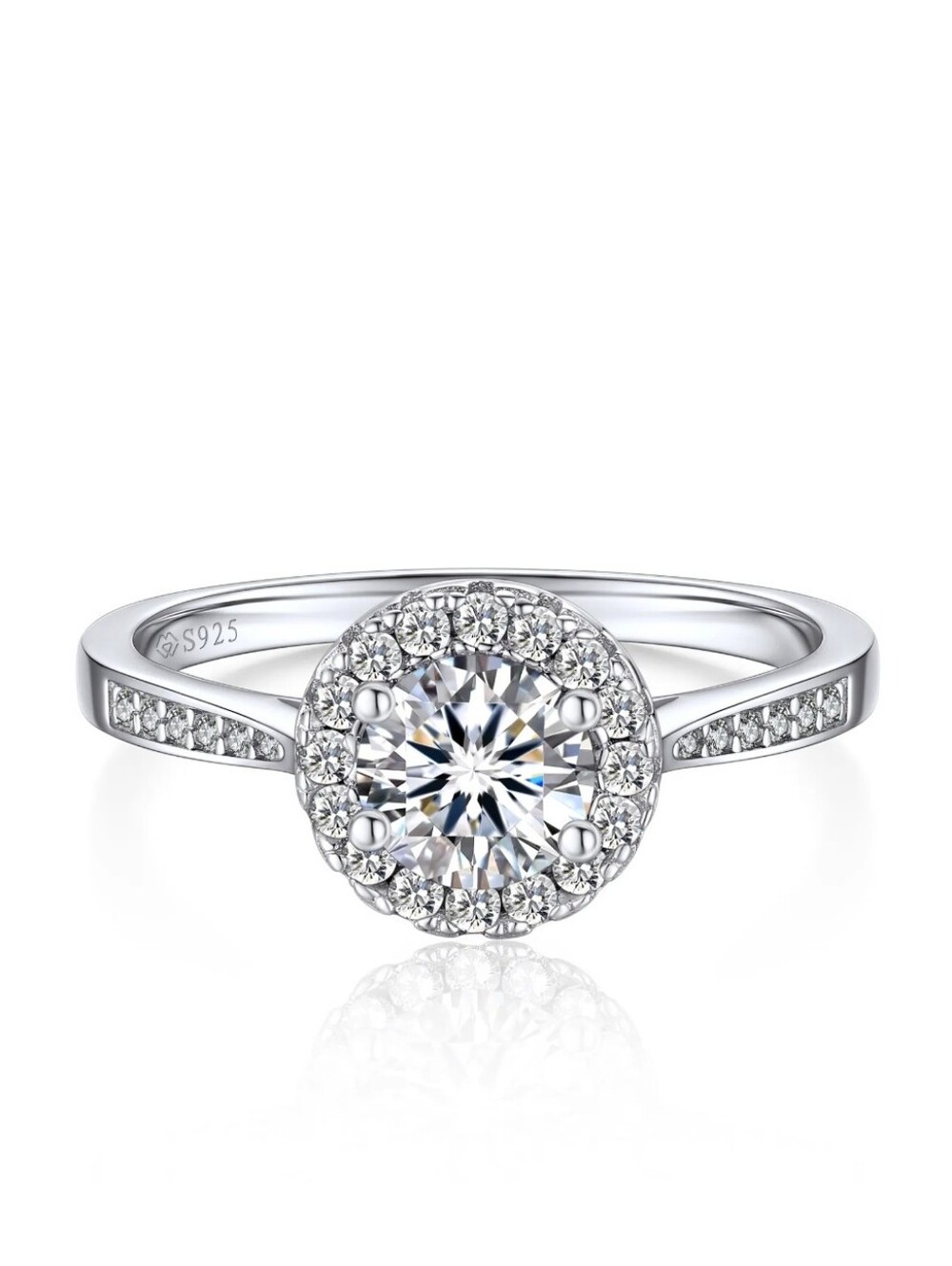 Round Cut Halo Moissanite Engagement Or Promise Ring